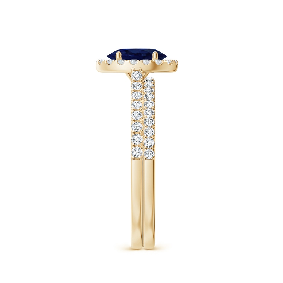 7x5mm A Classic Blue Sapphire and Diamond Bridal Set in Yellow Gold side-2