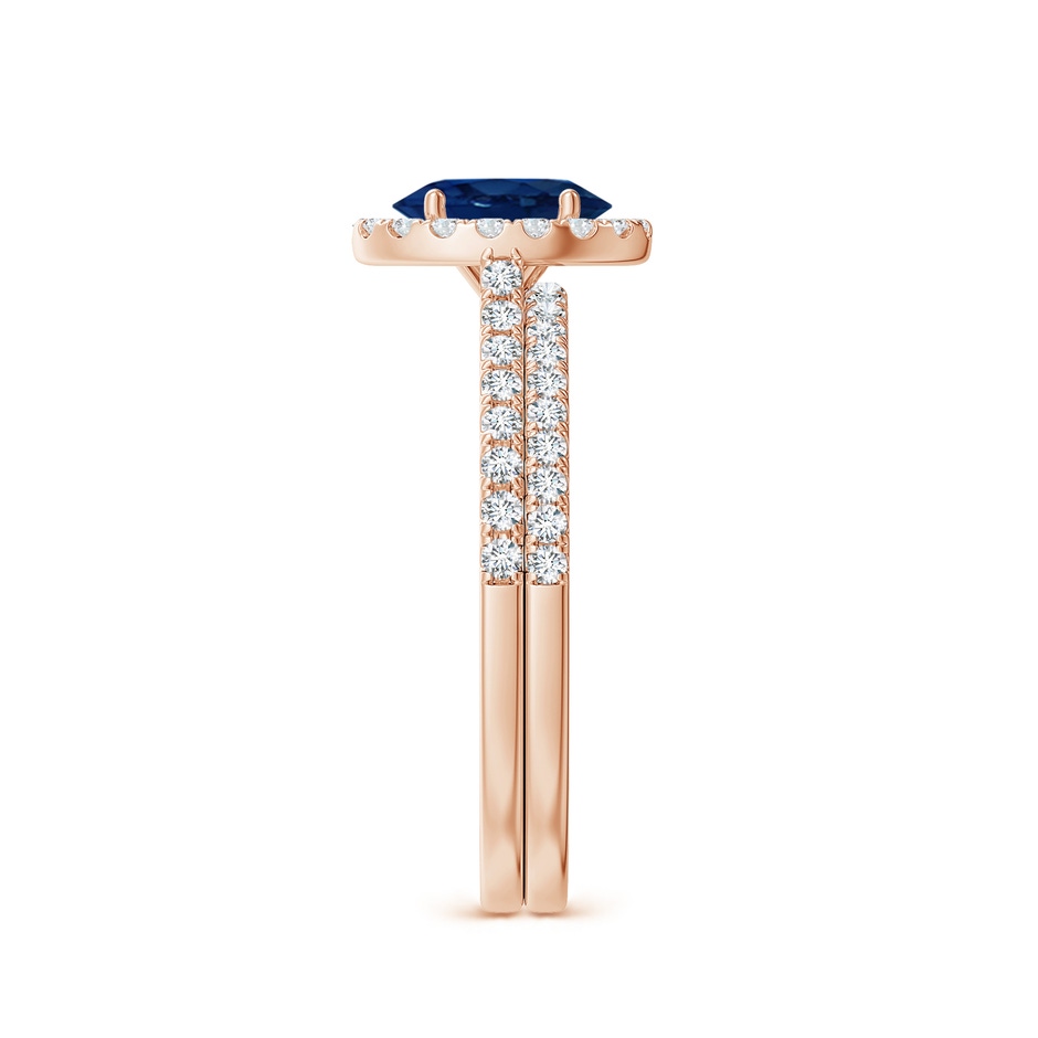 7x5mm AA Classic Blue Sapphire and Diamond Bridal Set in Rose Gold side-2