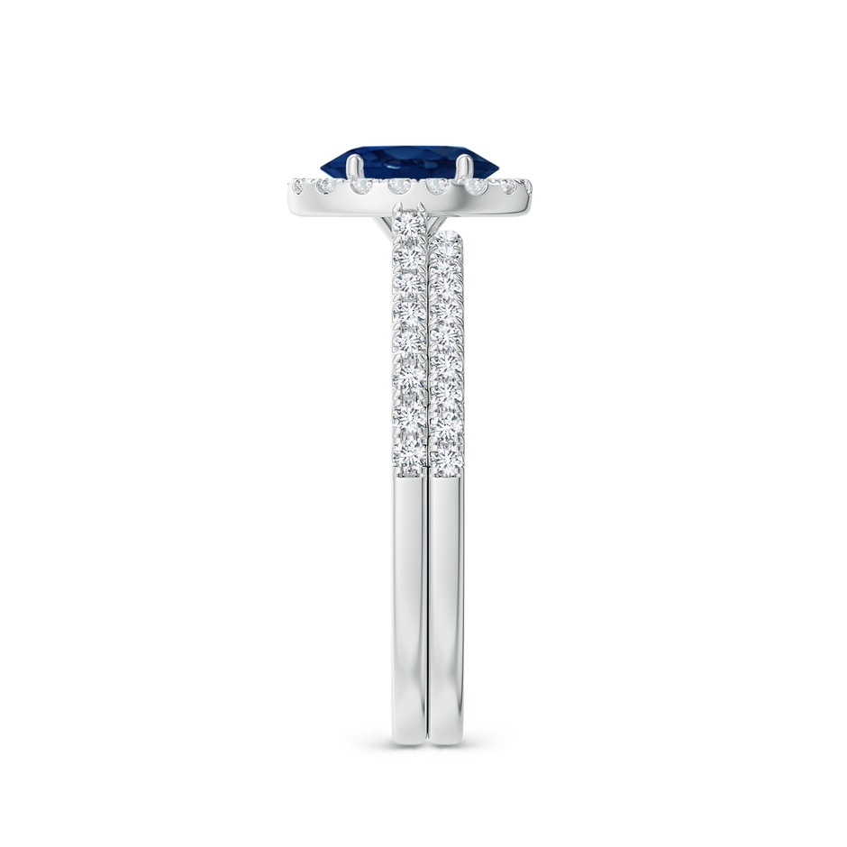 7x5mm AA Classic Blue Sapphire and Diamond Bridal Set in White Gold side-2