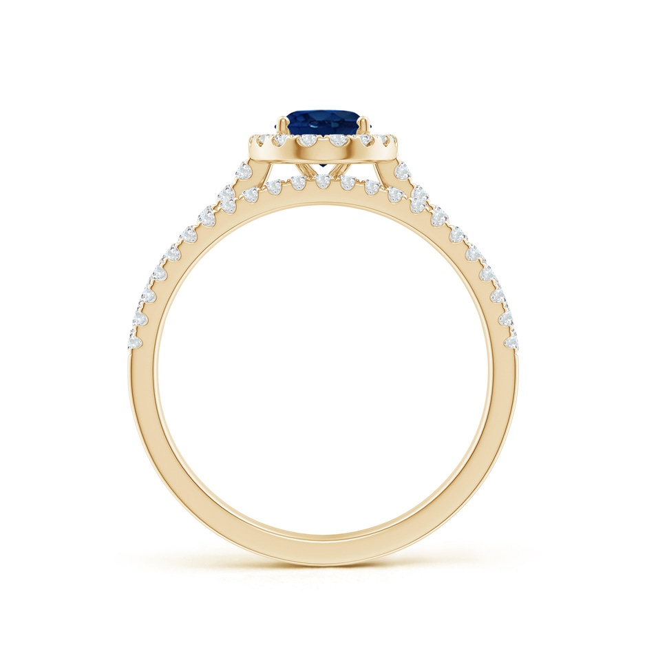 7x5mm AA Classic Blue Sapphire and Diamond Bridal Set in Yellow Gold side-1