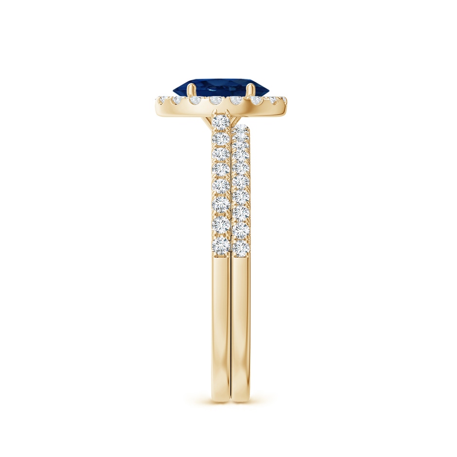 7x5mm AA Classic Blue Sapphire and Diamond Bridal Set in Yellow Gold side-2