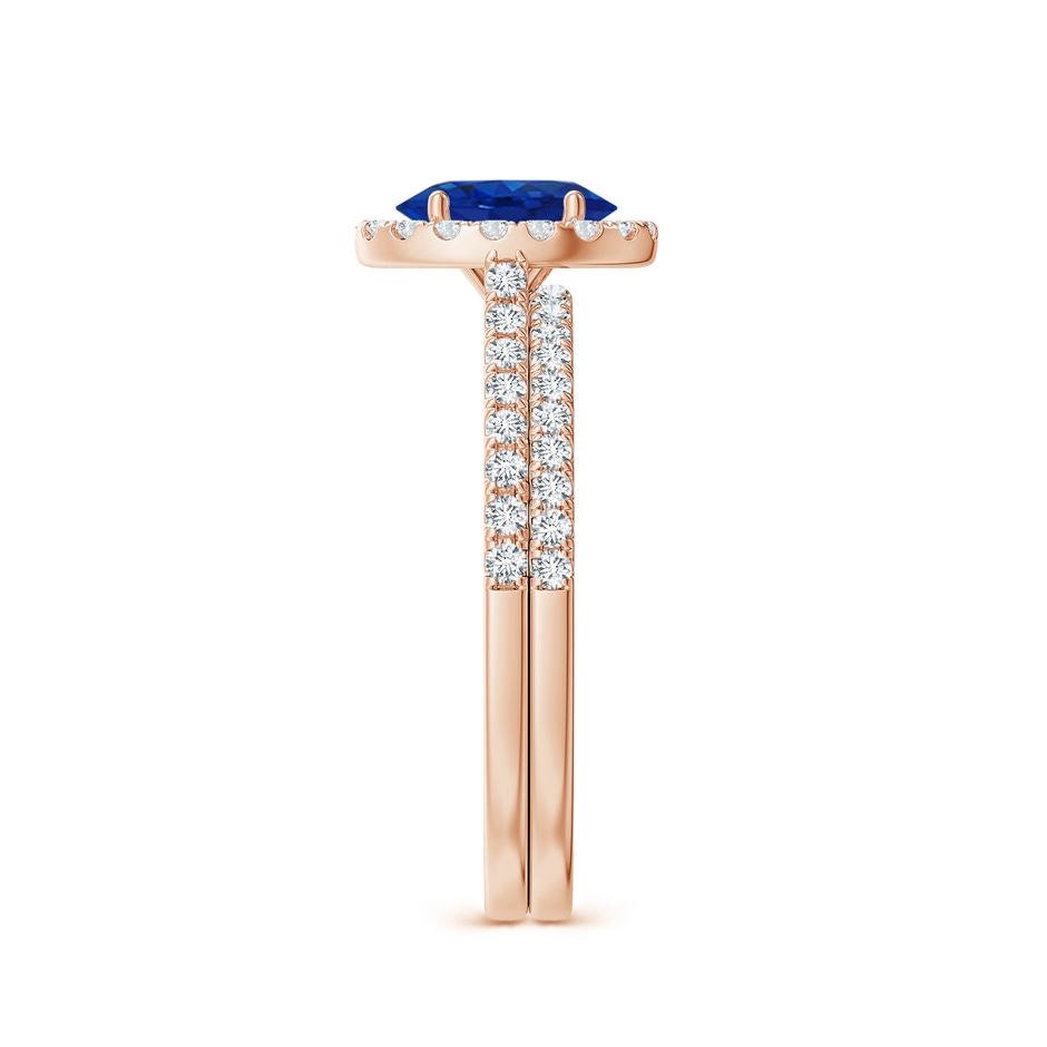 7x5mm AAA Classic Blue Sapphire and Diamond Bridal Set in Rose Gold side-2