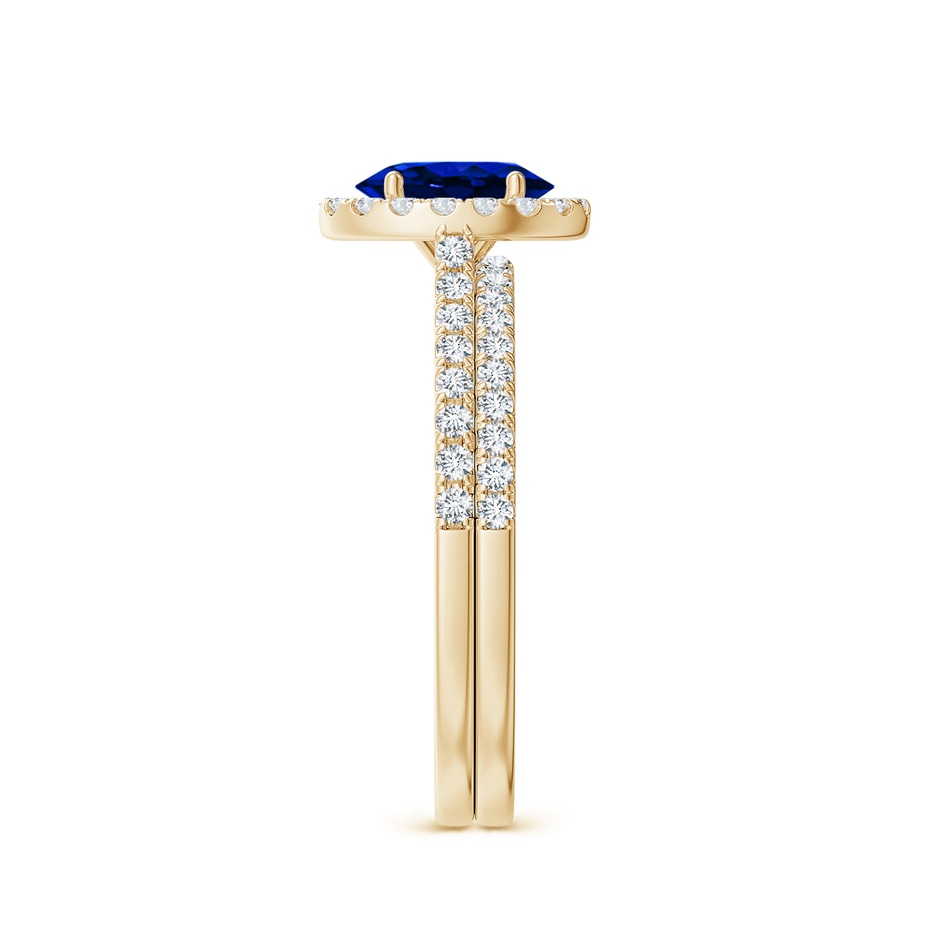 7x5mm AAAA Classic Blue Sapphire and Diamond Bridal Set in 9K Yellow Gold product image
