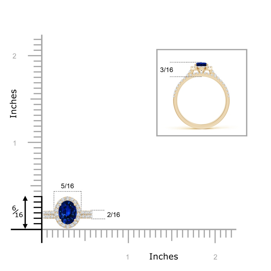 7x5mm AAAA Classic Blue Sapphire and Diamond Bridal Set in 9K Yellow Gold product image