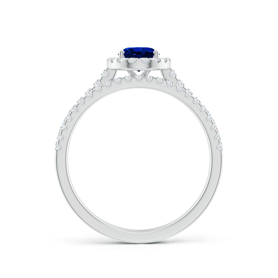 7x5mm AAAA Classic Blue Sapphire and Diamond Bridal Set in P950 Platinum side-1