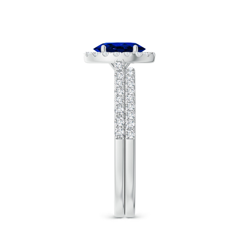 7x5mm AAAA Classic Blue Sapphire and Diamond Bridal Set in P950 Platinum side-2