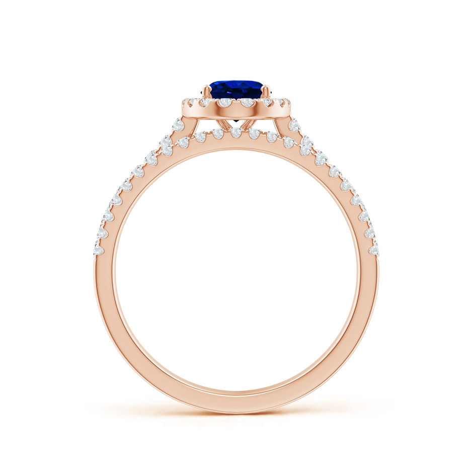 7x5mm AAAA Classic Blue Sapphire and Diamond Bridal Set in Rose Gold side-1
