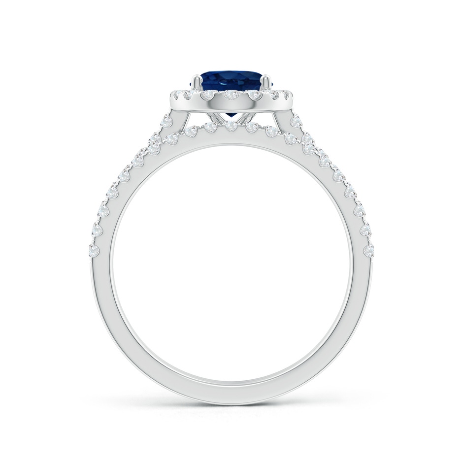 8x6mm AA Classic Blue Sapphire and Diamond Bridal Set in White Gold side-1