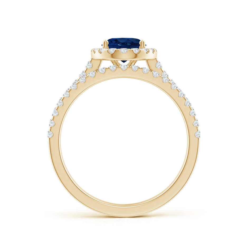 8x6mm AA Classic Blue Sapphire and Diamond Bridal Set in Yellow Gold side-1
