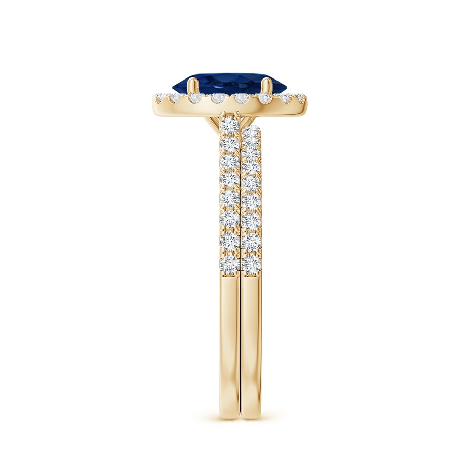 8x6mm AA Classic Blue Sapphire and Diamond Bridal Set in Yellow Gold side-2