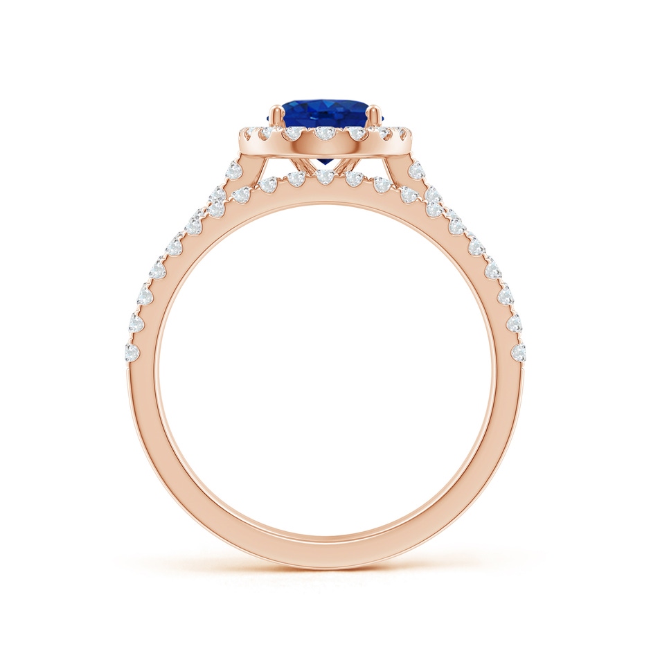 8x6mm AAA Classic Blue Sapphire and Diamond Bridal Set in Rose Gold side-1