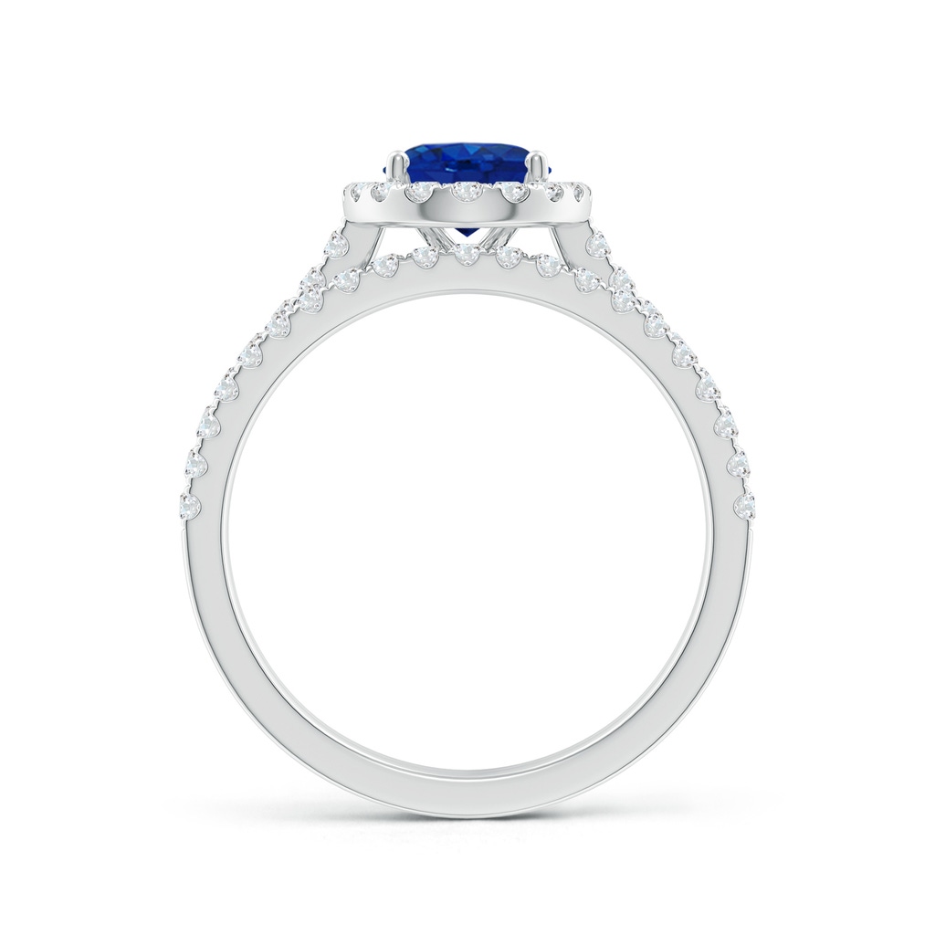 8x6mm AAA Classic Blue Sapphire and Diamond Bridal Set in White Gold Side-1