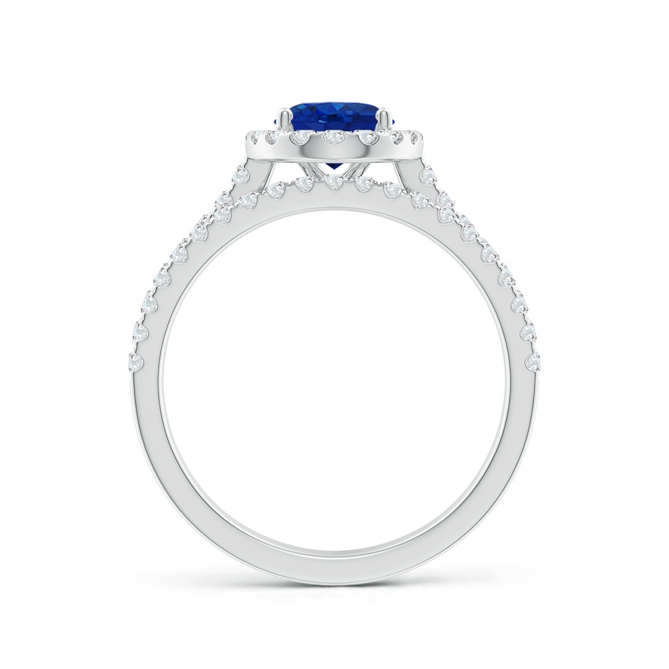 8x6mm AAA Classic Blue Sapphire and Diamond Bridal Set in White Gold side-1