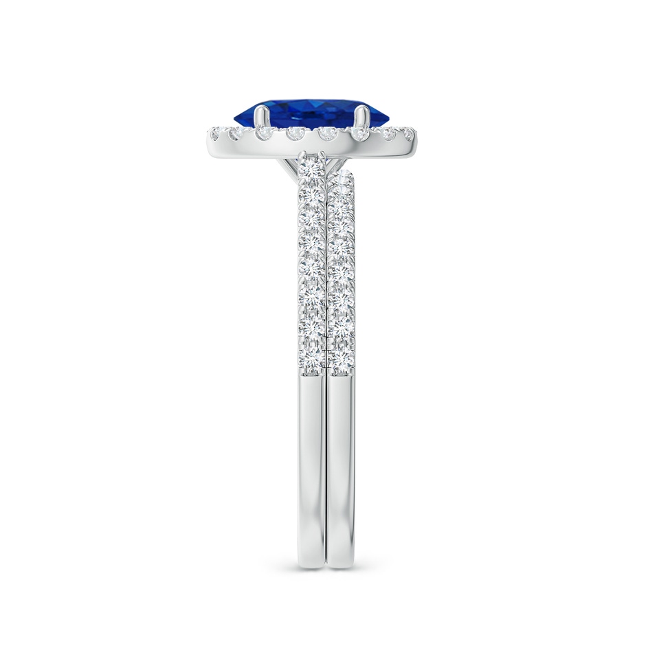 8x6mm AAA Classic Blue Sapphire and Diamond Bridal Set in White Gold side-2