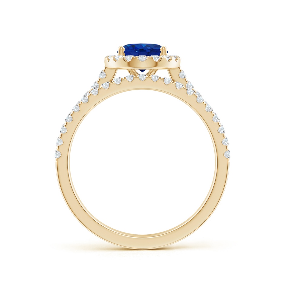 8x6mm AAA Classic Blue Sapphire and Diamond Bridal Set in Yellow Gold side-1