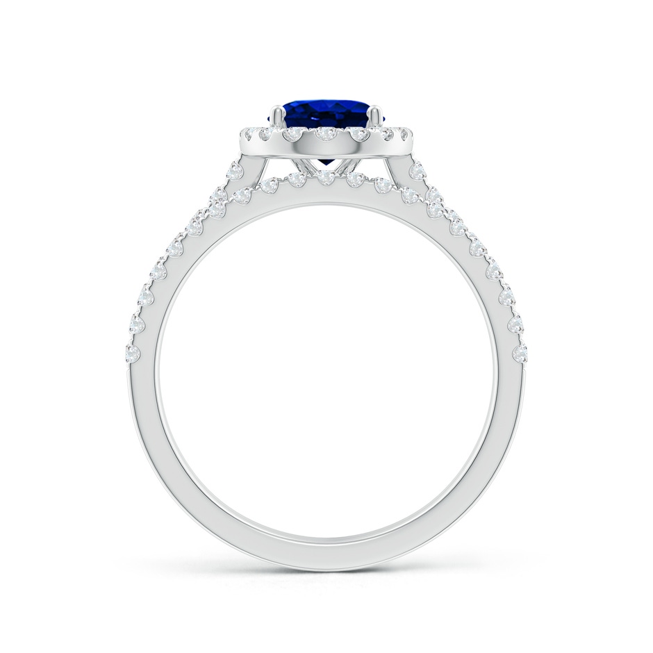 8x6mm AAAA Classic Blue Sapphire and Diamond Bridal Set in White Gold side-1