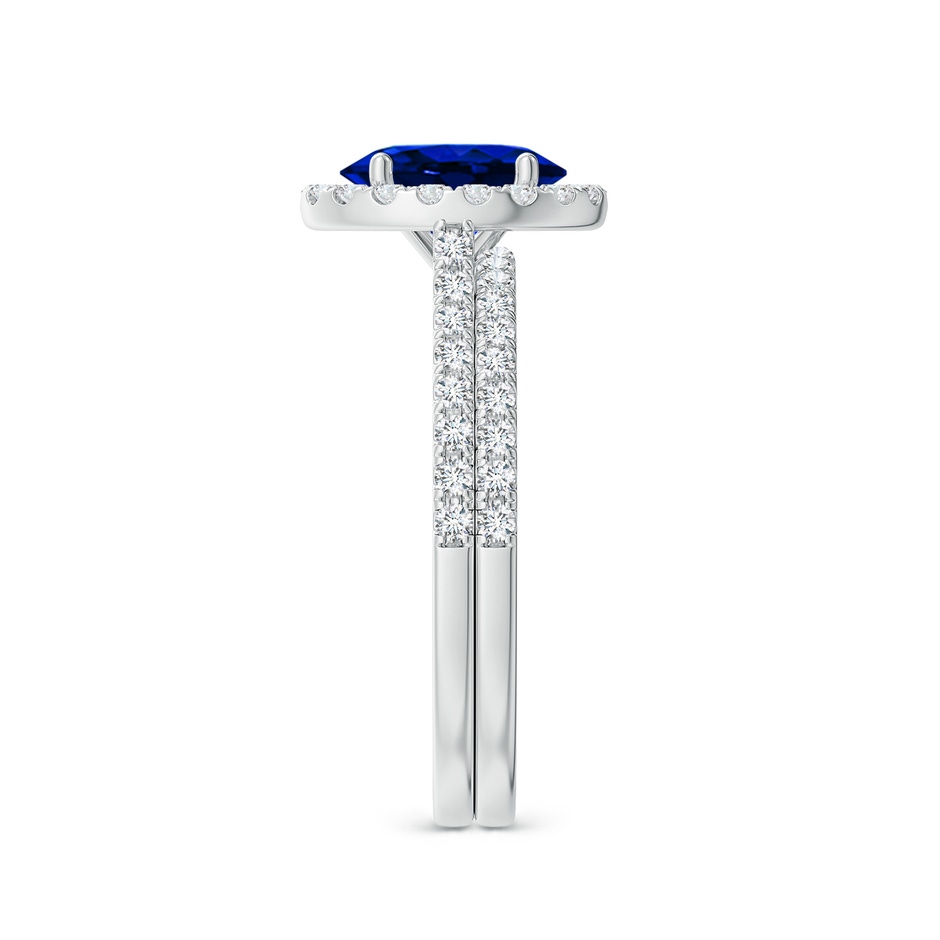 8x6mm AAAA Classic Blue Sapphire and Diamond Bridal Set in White Gold side-2