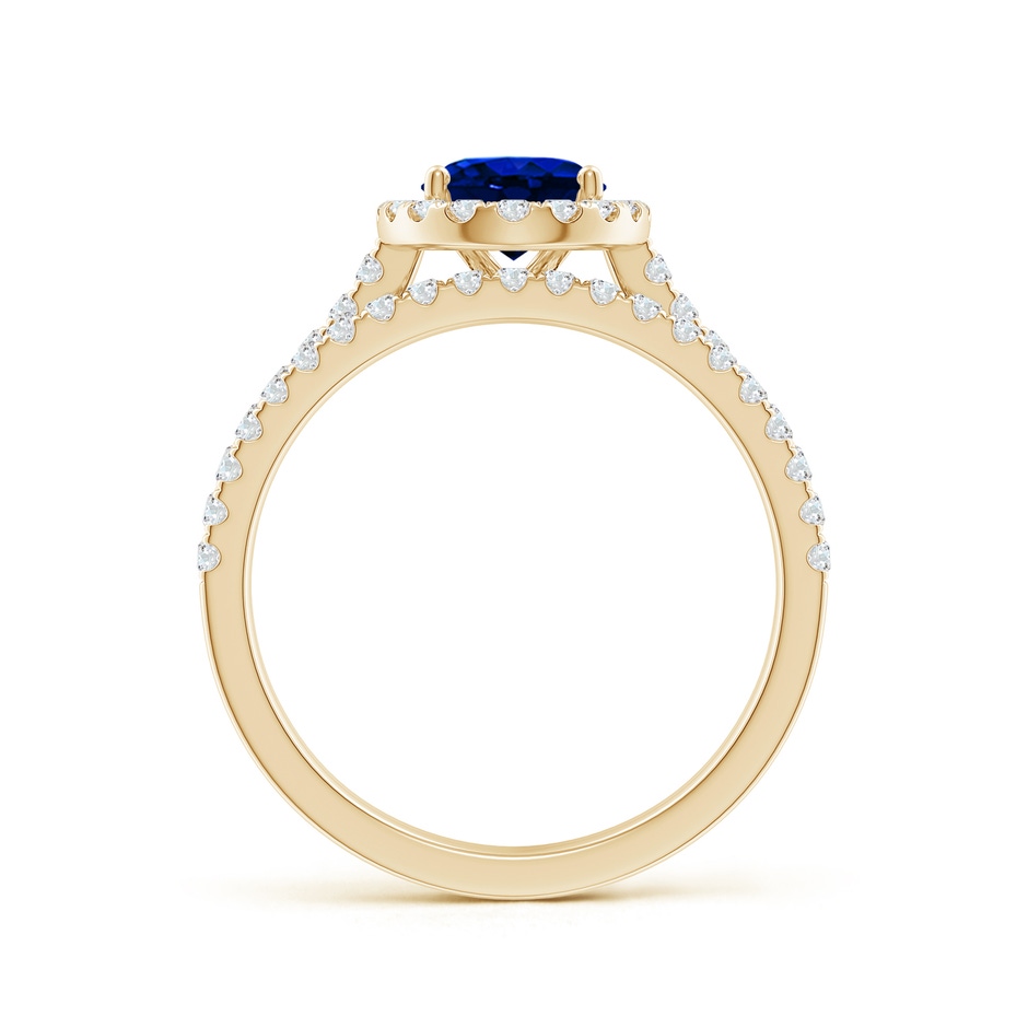 8x6mm AAAA Classic Blue Sapphire and Diamond Bridal Set in Yellow Gold side-1
