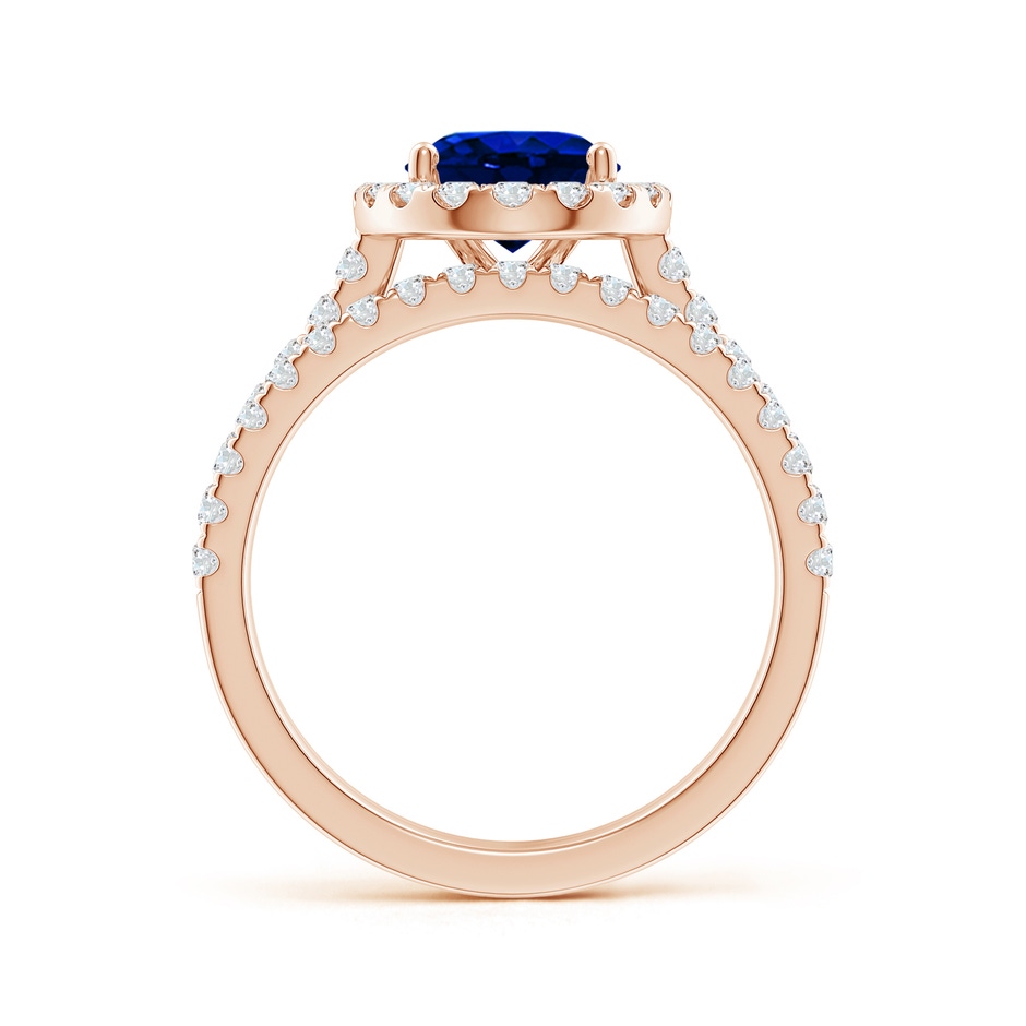 9x7mm AAAA Classic Blue Sapphire and Diamond Bridal Set in Rose Gold side-1