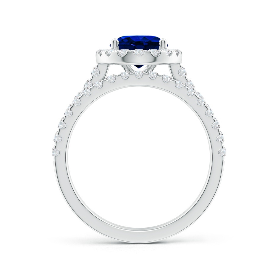 9x7mm AAAA Classic Blue Sapphire and Diamond Bridal Set in White Gold side-1