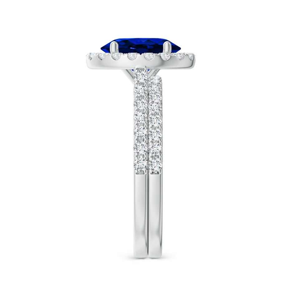9x7mm AAAA Classic Blue Sapphire and Diamond Bridal Set in White Gold side-2