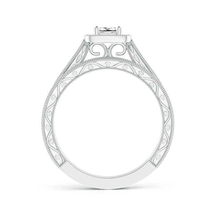 3.6mm II1 Double Outlined Milgrain Princess Diamond Halo Bridal Set in White Gold side-1