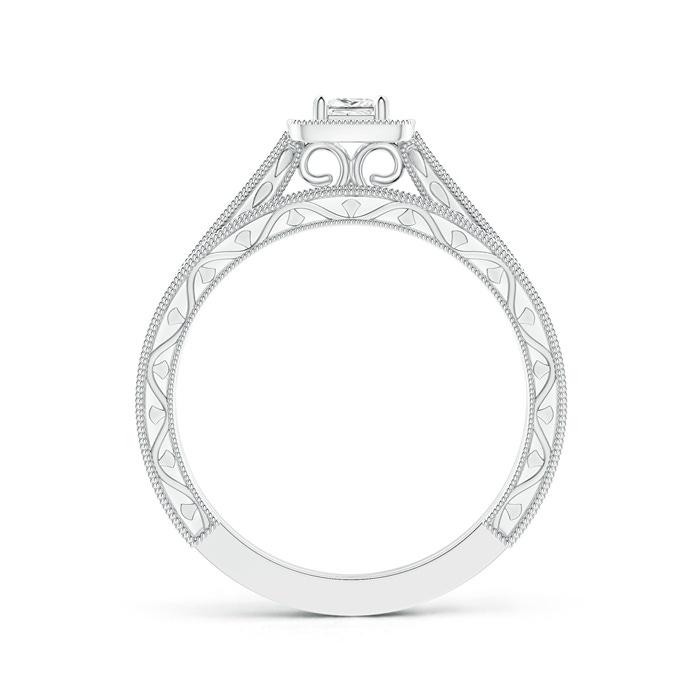 3mm GHVS Double Outlined Milgrain Princess Diamond Halo Bridal Set in 18K White Gold Side-1