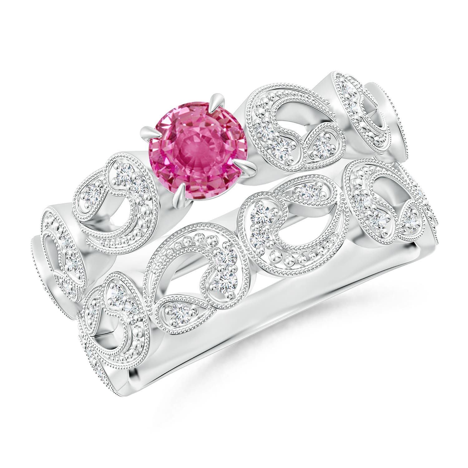 AAA - Pink Sapphire / 0.83 CT / 14 KT White Gold