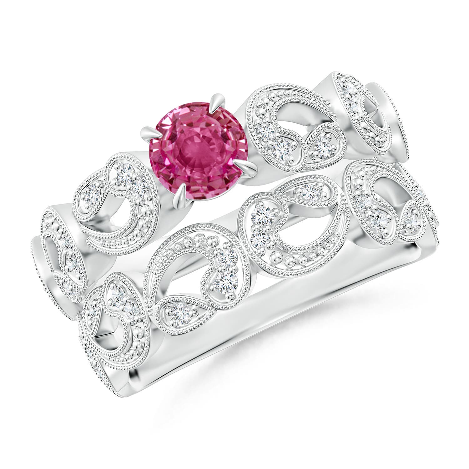 AAAA - Pink Sapphire / 0.83 CT / 14 KT White Gold