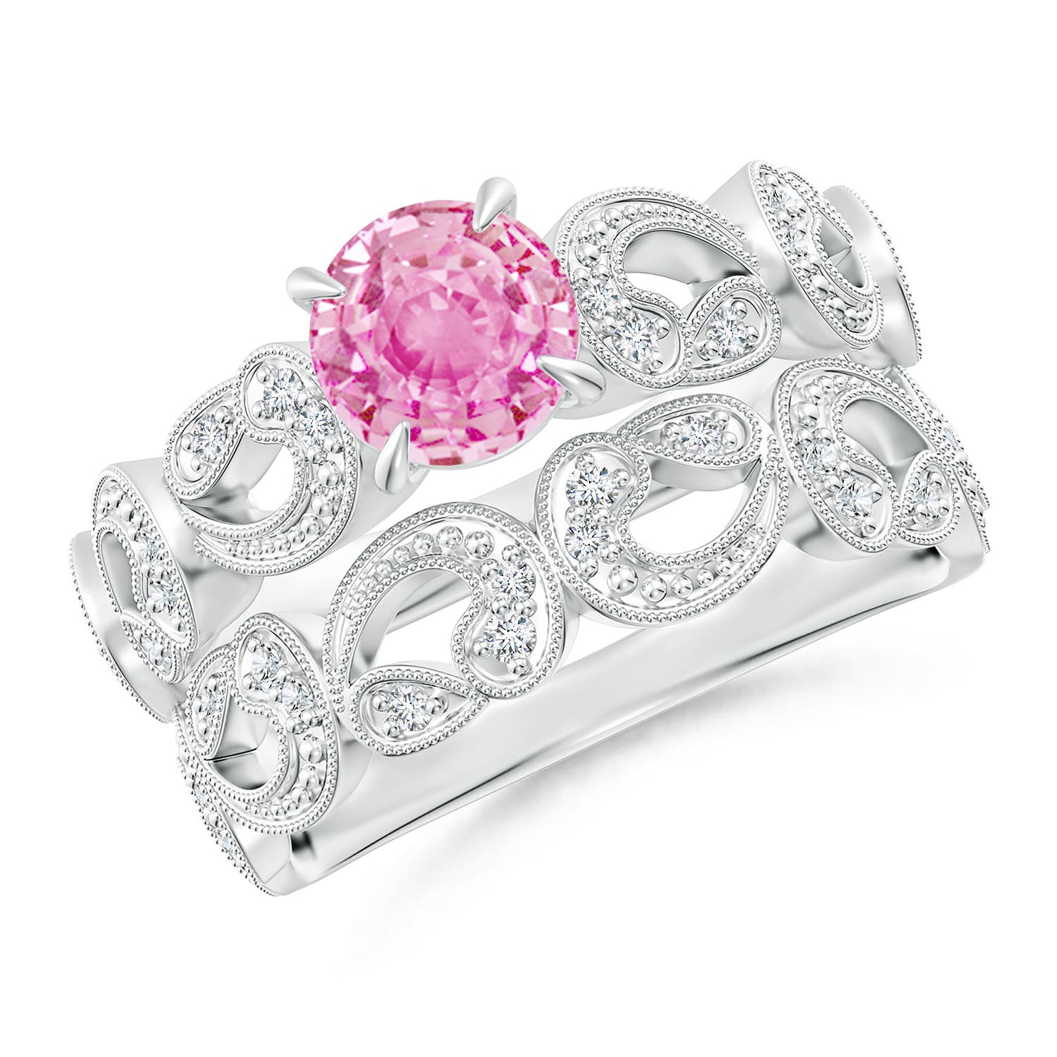 A - Pink Sapphire / 1.23 CT / 14 KT White Gold