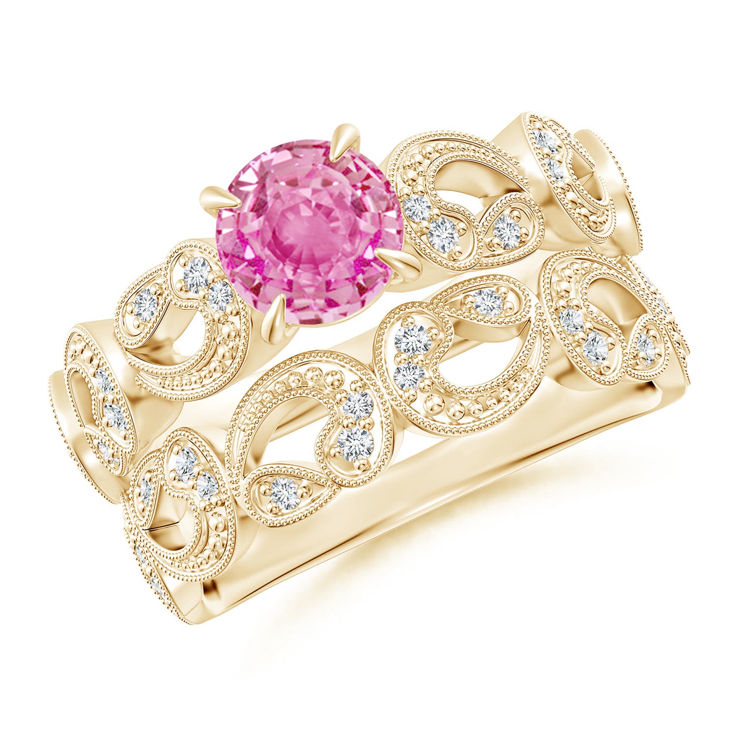 AA - Pink Sapphire / 1.23 CT / 14 KT Yellow Gold