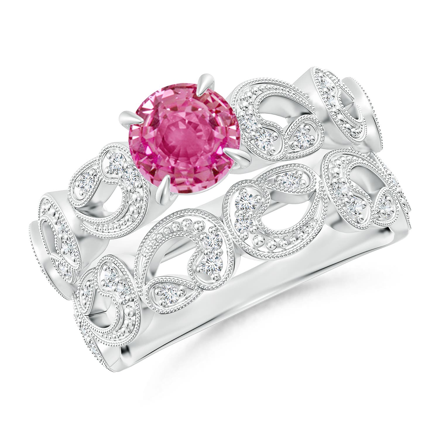 AAA - Pink Sapphire / 1.23 CT / 14 KT White Gold