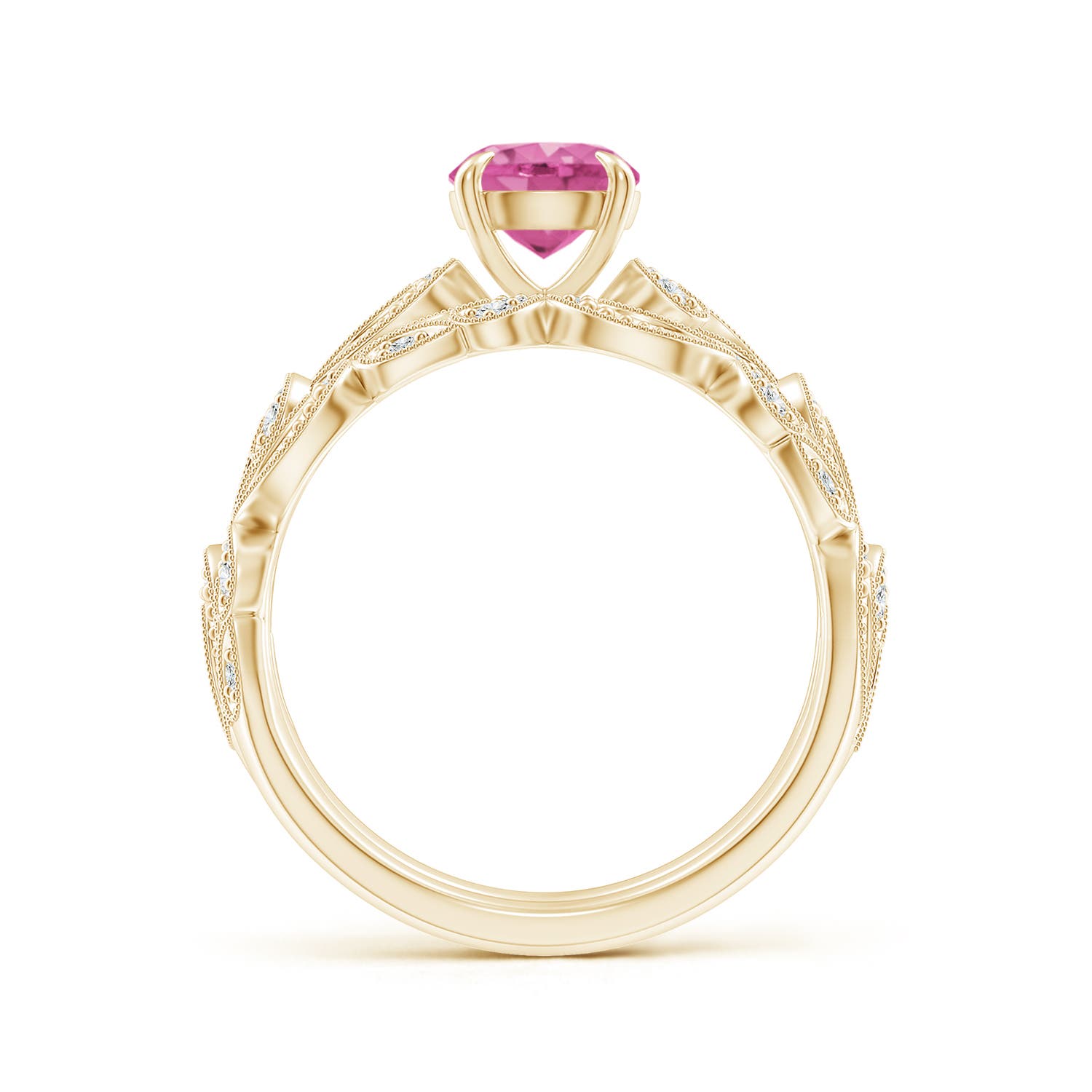 AAA - Pink Sapphire / 1.23 CT / 14 KT Yellow Gold