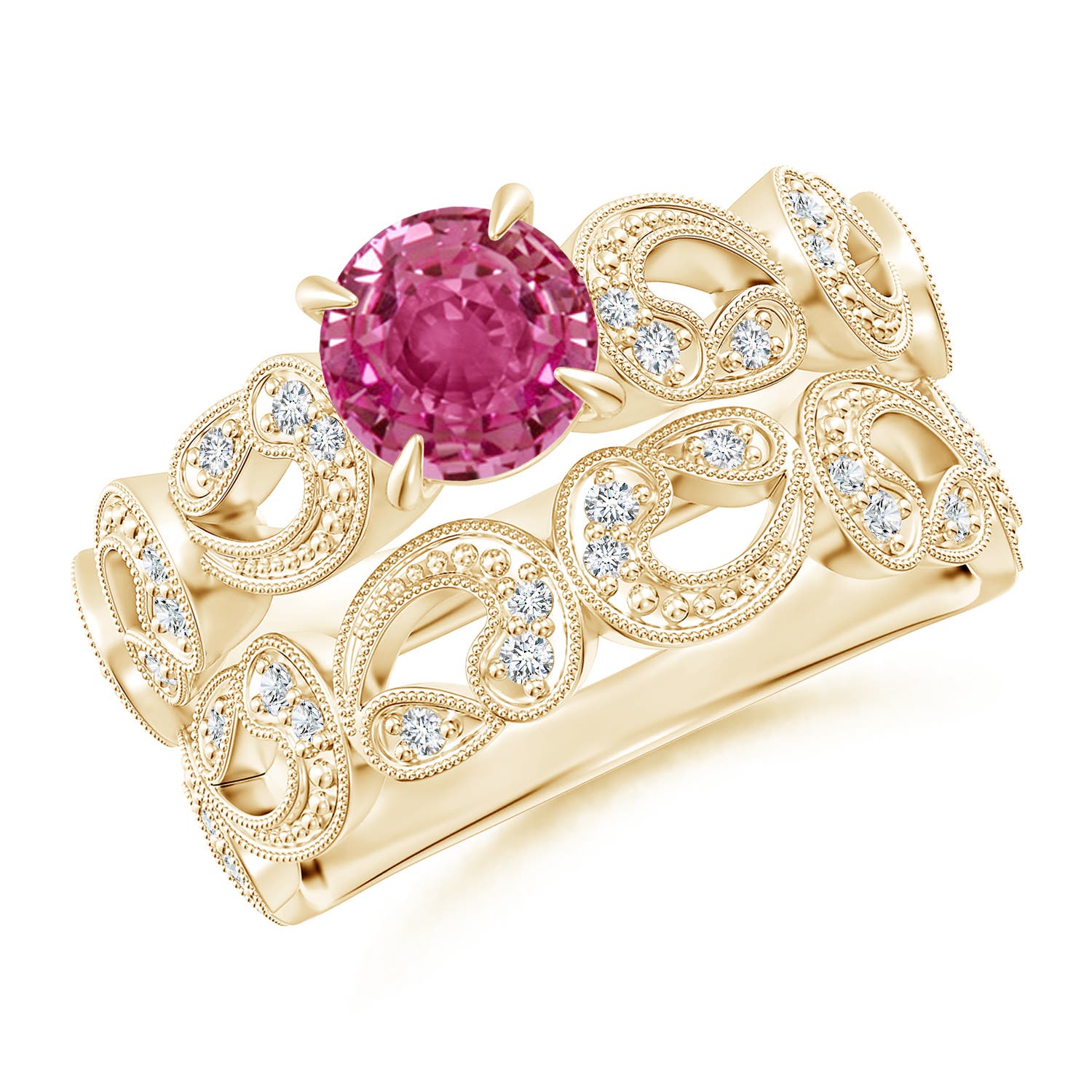 AAAA - Pink Sapphire / 1.23 CT / 14 KT Yellow Gold