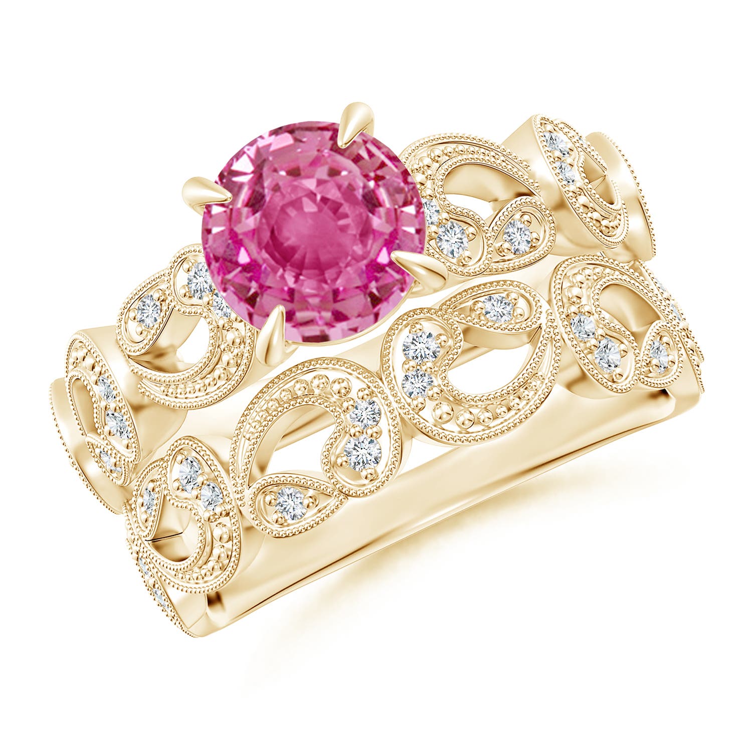 AAA - Pink Sapphire / 1.83 CT / 14 KT Yellow Gold