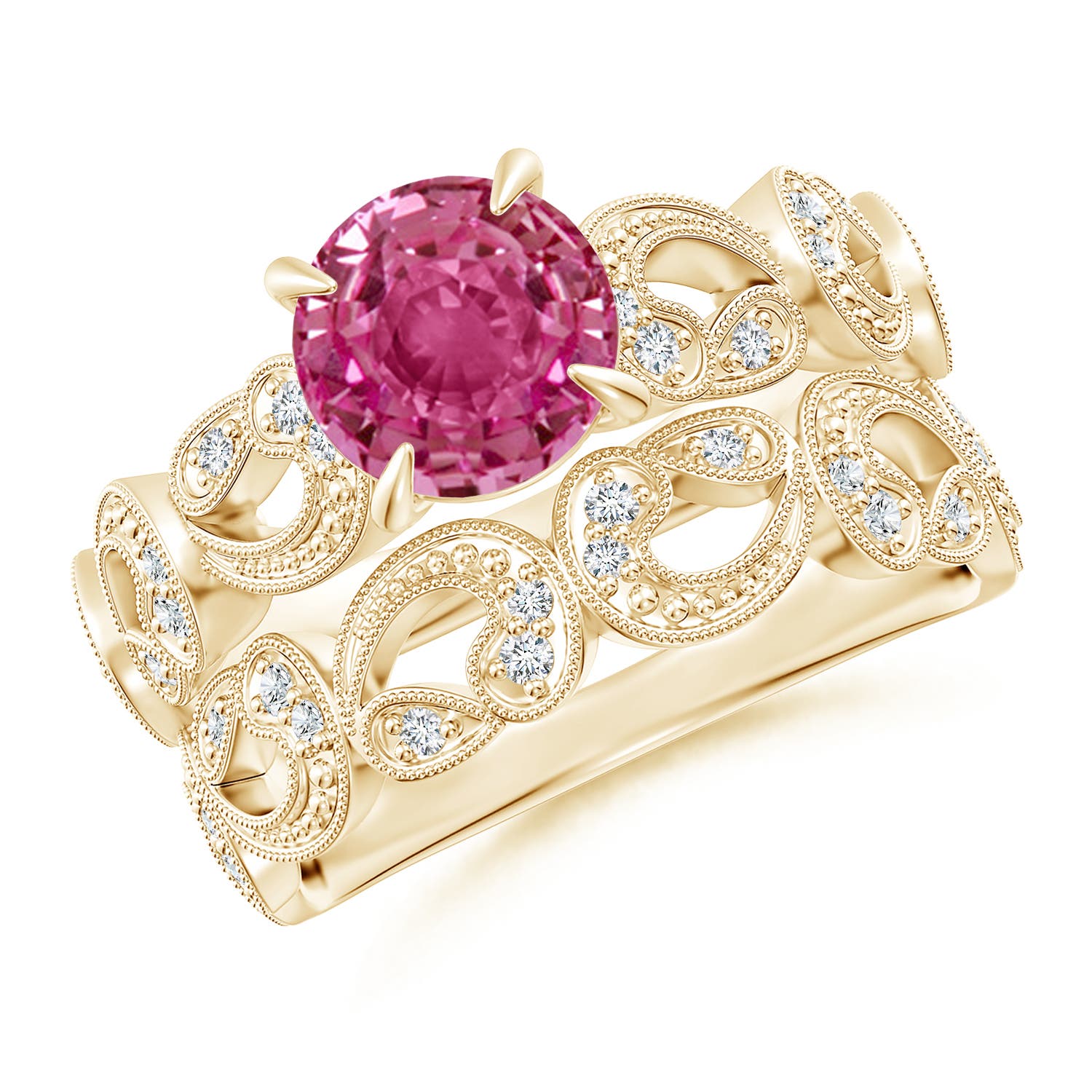 AAAA - Pink Sapphire / 1.83 CT / 14 KT Yellow Gold