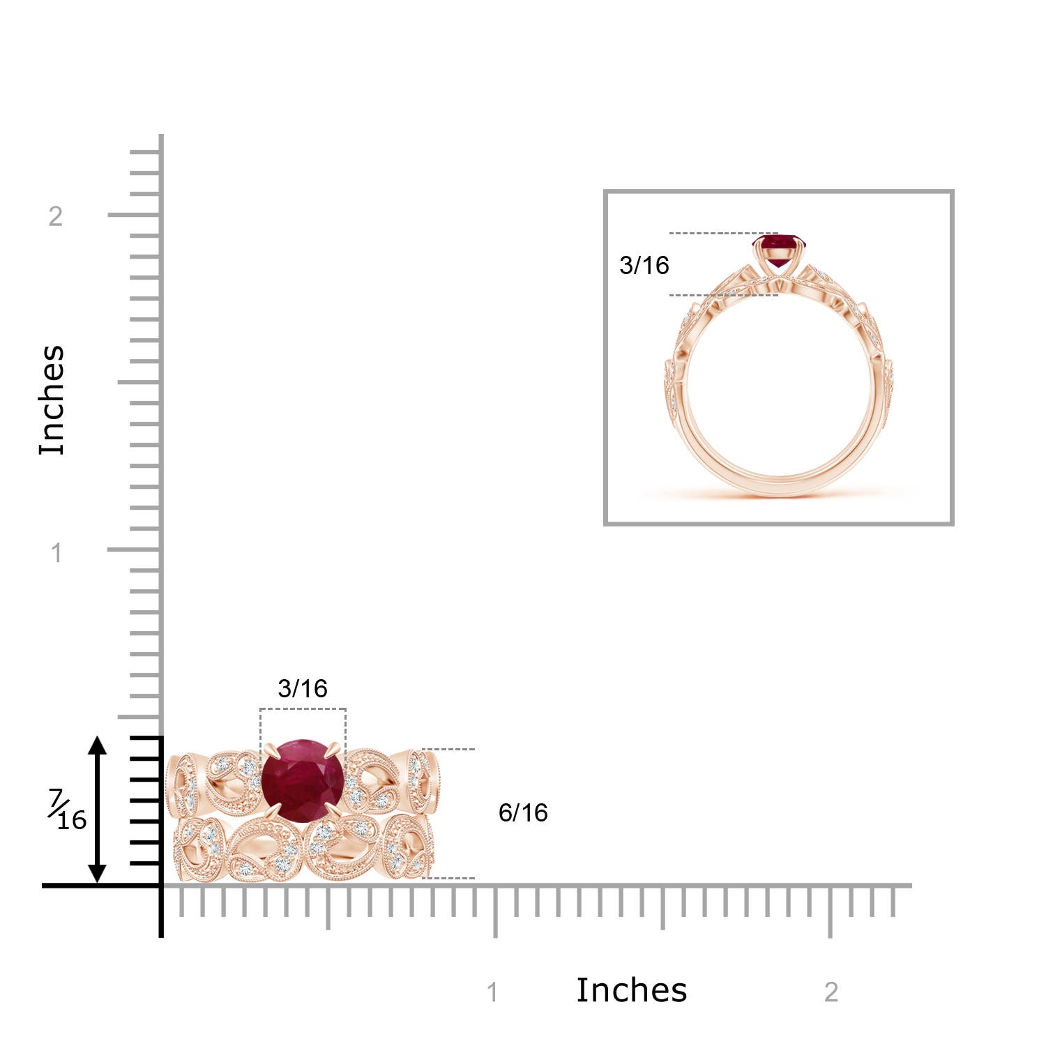 A - Ruby / 0.83 CT / 14 KT Rose Gold