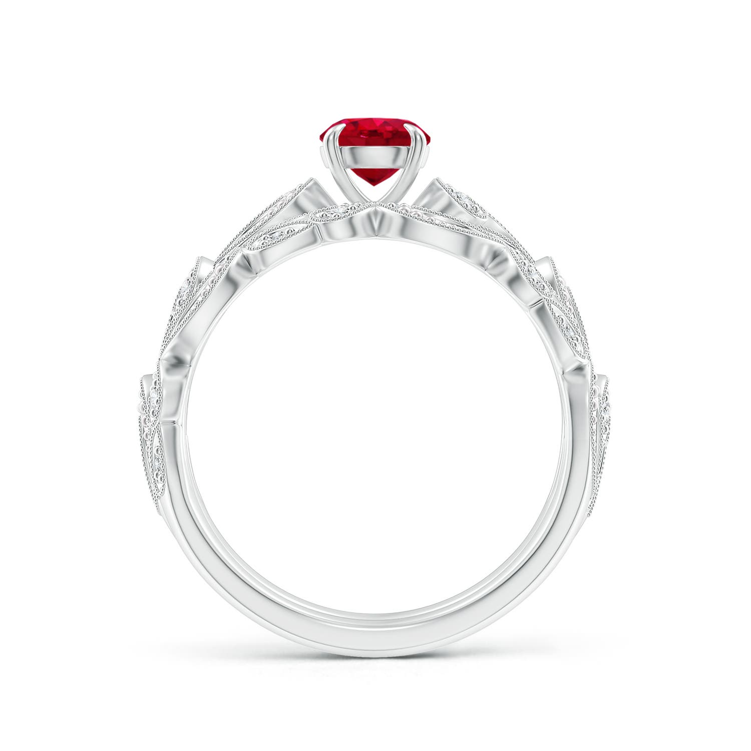 AAA - Ruby / 0.83 CT / 14 KT White Gold