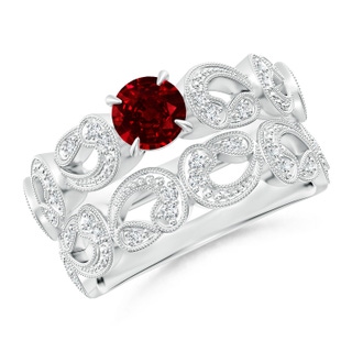 5mm AAAA Nature Inspired Ruby & Diamond Filigree Bridal Set in P950 Platinum