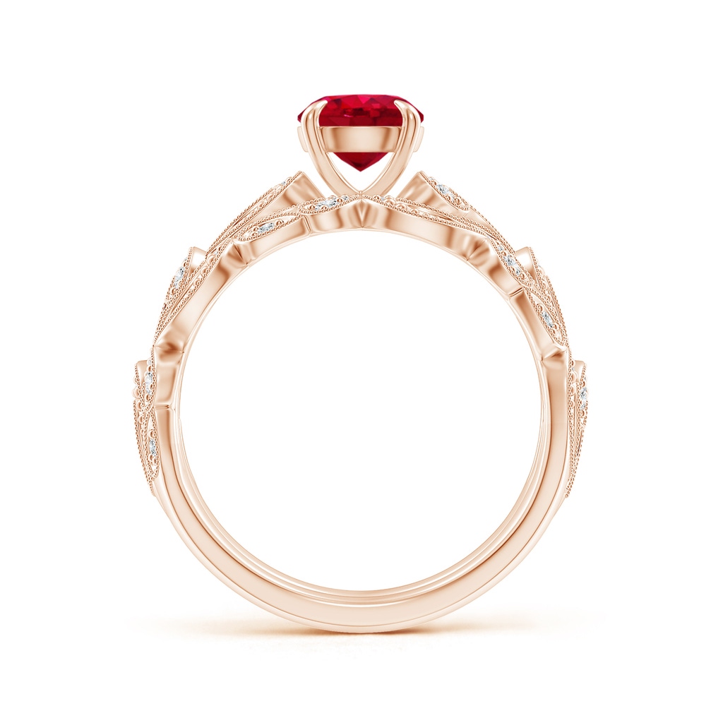 6mm AAA Nature Inspired Ruby & Diamond Filigree Bridal Set in Rose Gold Product Image
