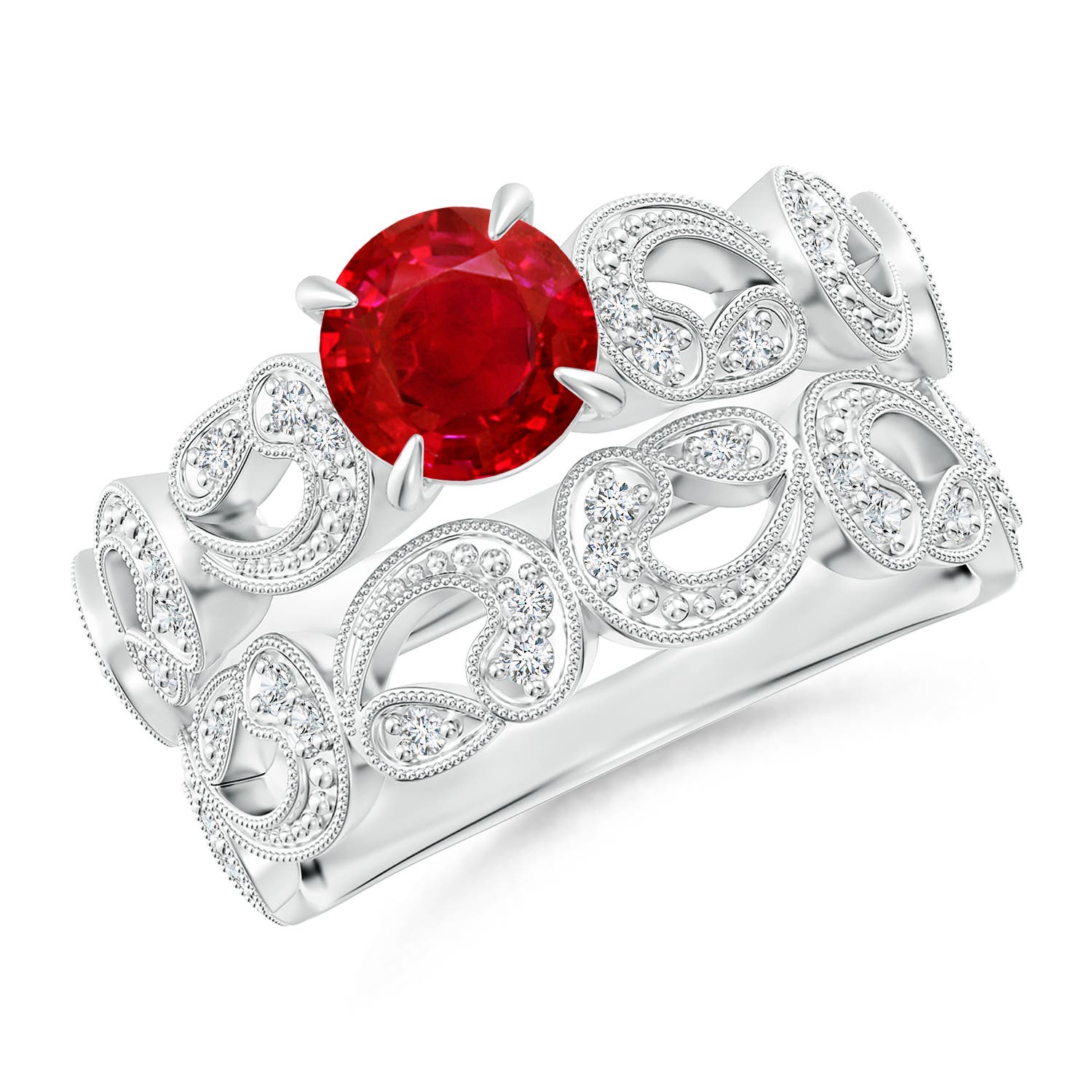 AAA - Ruby / 1.23 CT / 14 KT White Gold