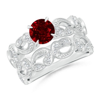 6mm AAAA Nature Inspired Ruby & Diamond Filigree Bridal Set in P950 Platinum
