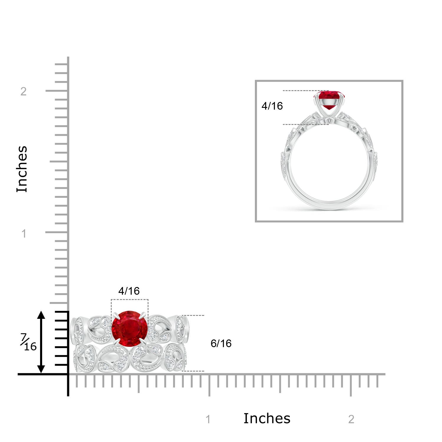 AAA - Ruby / 1.63 CT / 14 KT White Gold