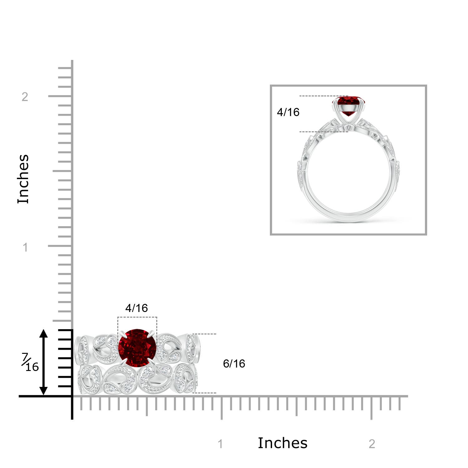 AAAA - Ruby / 1.63 CT / 14 KT White Gold