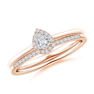 4x3mm GVS2 Pear-Shaped Diamond Halo Bridal Set in Rose Gold