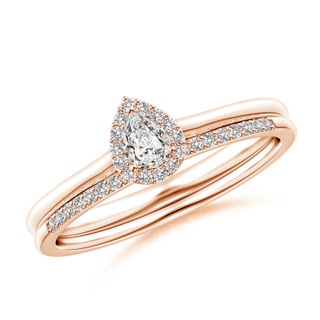 4x3mm IJI1I2 Pear-Shaped Diamond Halo Bridal Set in 9K Rose Gold