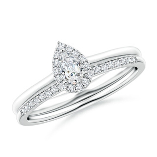 5x3mm GVS2 Pear-Shaped Diamond Halo Bridal Set in P950 Platinum