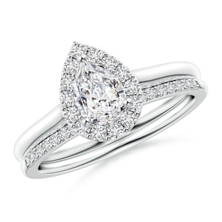 7x5mm HSI2 Pear-Shaped Diamond Halo Bridal Set in P950 Platinum