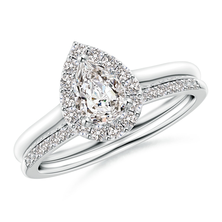 7x5mm IJI1I2 Pear-Shaped Diamond Halo Bridal Set in P950 Platinum 