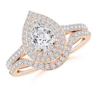 7x5mm HSI2 Pear-Shaped Diamond Double Halo Bridal Set in Rose Gold